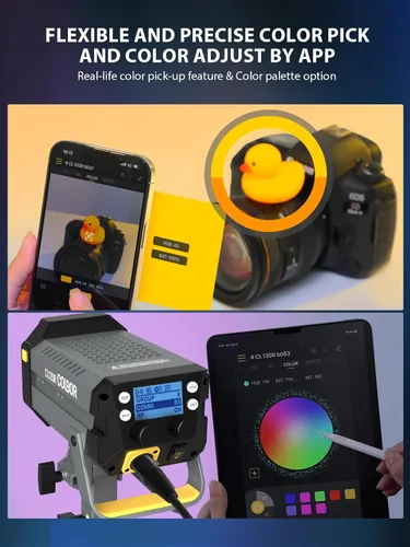 Miniatura 3 de Luz de video, COLBOR CL120R RGB 120W Iluminación continua M/G Balance 2700~6500K CRI96+ Luz de estudio con montaje Bowens, 13 efectos de luz