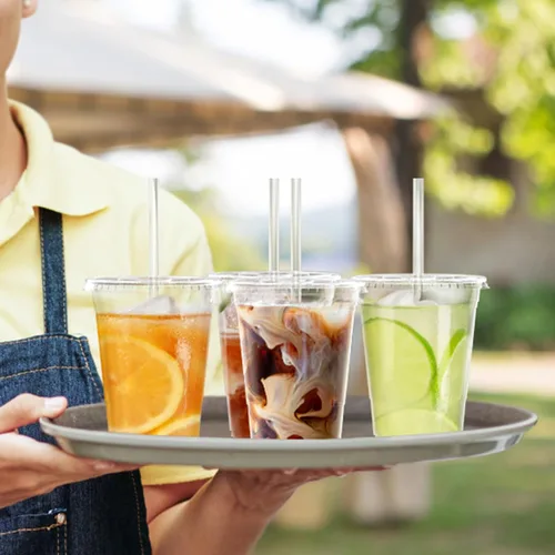 Miniatura 7 de Dealusy Paquete de 100 vasos de plástico transparente de 16 onzas con tapas y pajitas, tazas de café helado resistentes y seguras para alimentos