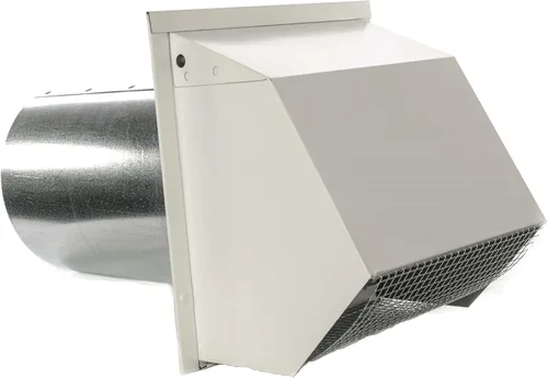 RDP Ventilación de pared con capucha con pantalla y amortiguador (10 pulgadas, blanco)