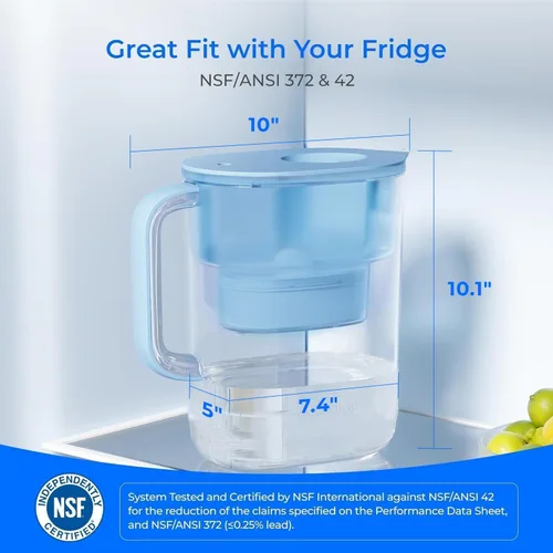 Miniatura 4 de Waterdrop PT-07B - Jarra de filtro de agua con 3 filtros, 10 tazas, certificado NSF, larga vida útil de 600 galones, sabor mejorado de café y té