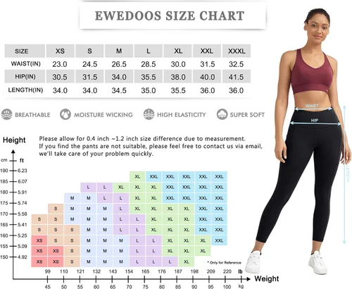 Miniatura 6 de Ewedoos Pantalones de yoga para mujer, leggings de entrenamiento con bolsillos para mujer, cintura alta, control de abdomen, leggings de gimnasio