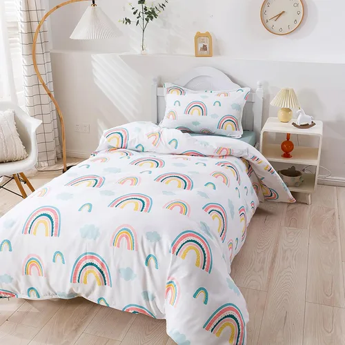 Miniatura 3 de Juego de funda de edredón para niños, tamaño completo, funda de edredón de microfibra de nube arcoíris de 3 piezas con fundas de almohada con cierre
