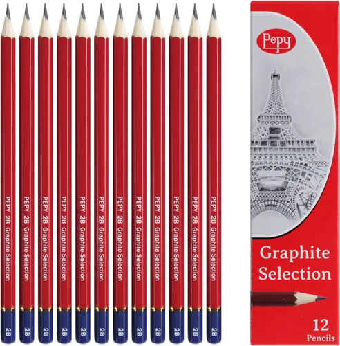 Miniatura 12 de Pepy Lápices de dibujo profesionales de grafito, juego de 12 lápices de plomo negros preafilados B; perfectos para dibujar, dibujar y sombrear