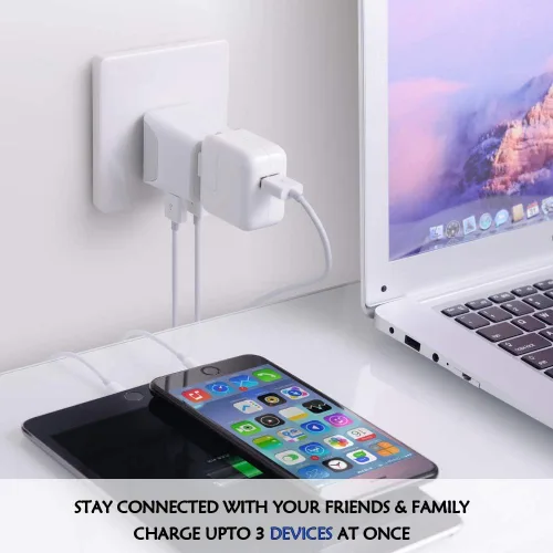 Miniatura 3 de Adaptador de viaje Ceptics, de EE. UU. a Japón, Filipinas, con doble USB, tipo A, ultra compacto Tipo J - Suiza
