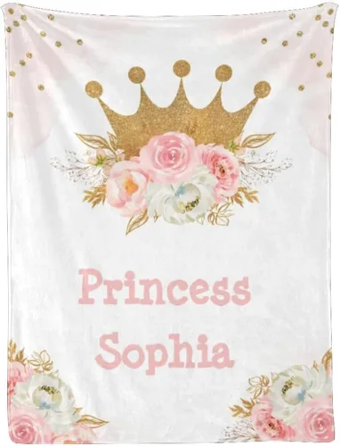 Miniatura 15 de Mantas de bebé personalizadas con nombre, mantas de bebé personalizadas para niñas, regalos de bebé, manta personalizada con corona de princesa