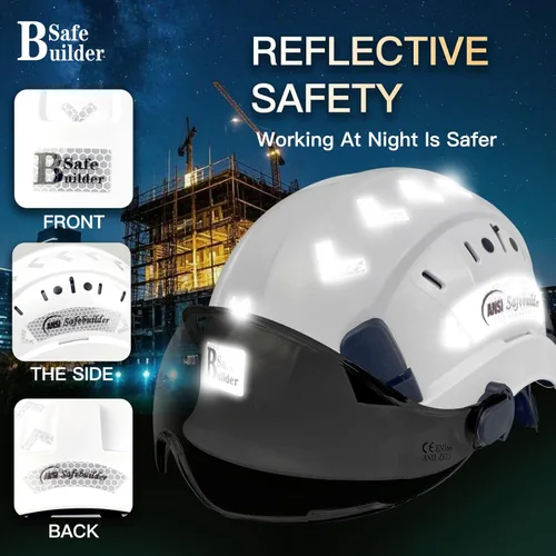 Miniatura 5 de Casco de Seguridad de Construcción con Visera Casco Duro ABS Cascos Duros de Ventilación Ajustable Protección de Cabeza de Trabajo Industrial