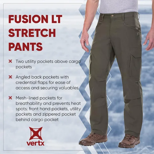Miniatura 4 de Vertx Pantalones tácticos Fusion Lt Stretch para hombre para CCW, senderismo