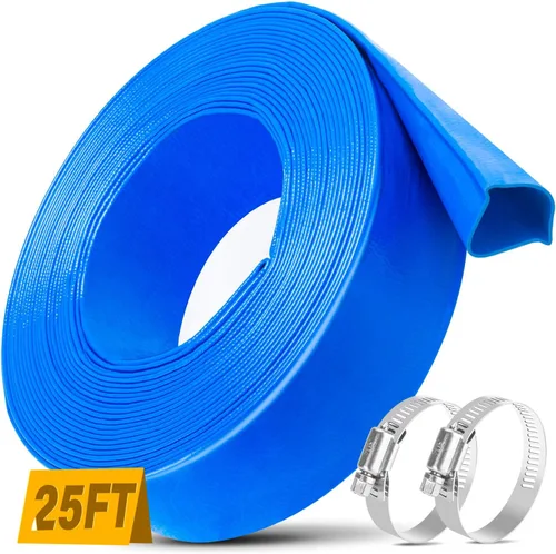 Miniatura 7 de Jin&Bao Manguera de retrolavado de piscina de 2 pulgadas x 25 pies, manguera de descarga plana reforzada resistente, manguera de drenaje resistente