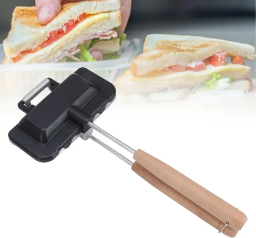 Miniatura 5 de Sartén para hornear sándwich de doble cara, sartén de doble cara, mango extraíble, sartenes antiadherentes, sartén de aluminio para quesos a