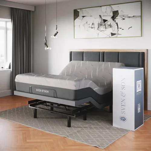 Miniatura 13 de Sven & Son Base de cama ajustable clásica, elevación de cabeza y pies, masaje, luces bajo la cama, USB, memoria de gel, marco inteligente