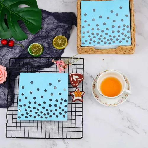 Miniatura 2 de Ottin Juego de 250 platos y servilletas de papel desechables azules, platos llanos de 9 pulgadas y platos de postre de 7 pulgadas, suministros
