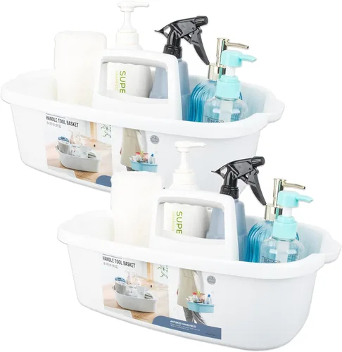 Miniatura 6 de Large Cleaning Supplies Caddy Portable Shower Basket Supply Organizer with Handle Plastic Bucket Tool Storage for Bathroom, Bedroom, Kitchen