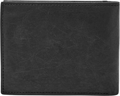 Miniatura 5 de Fossil Cartera de hombre de cuero Ingram de doble pliegue con bloqueo RFID y solapa para identificación, negro, (Modelo: ML3784001)