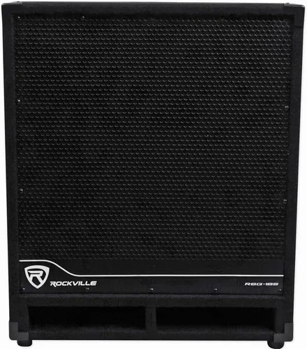 Rockville RBG18S subwoofer PA de 18 pulgadas, 2000 W pico/500 W RMS, alimentación activa, DSP y limitador, crossover ajustable, madera de birch de 7