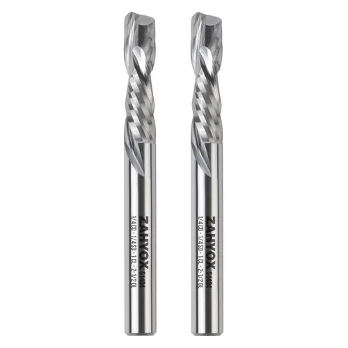 Miniatura 15 de Zahyox Broca de fresadora en espiral de vástago de 1/4 pulgadas, compresión arriba y abajo, carburo sólido, fresadora CNC recta para madera, 1/4