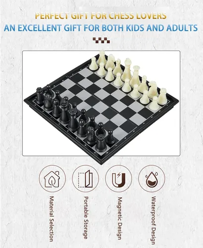 Miniatura 7 de Chess Sets Travel Board Games - 7.9 Inches Magnetic Small Pocket Chess Set for Teens & Adults, Folding Portable Chess Gifts Classic 2-Player