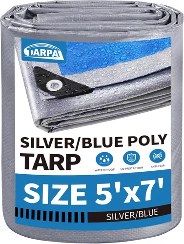Miniatura 15 de TARPAL Lona azul de 4 x 12 pies, lonas de resistencia media de 8 mil impermeables, resistentes a desgarros con ojales de metal, adecuadas