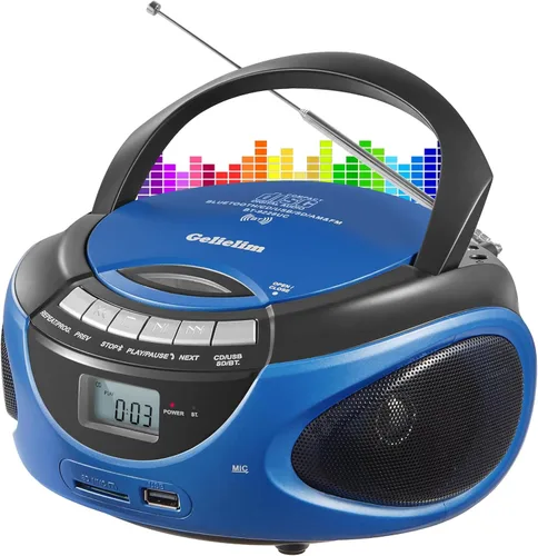Gelielim Reproductor de CD Boombox portátil, reproductores de CD de carga superior para el hogar con Bluetooth, radio estéreo AM FM, compatible con