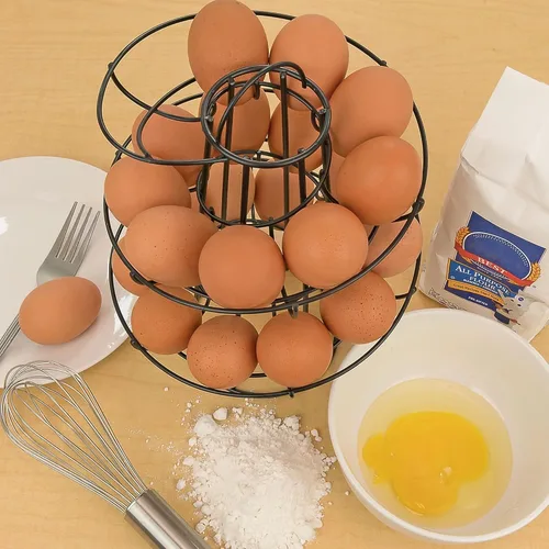 Miniatura 3 de Southern Homewares tobogán para huevos, dispensador en espiral con diseño moderno de primera calidad, se puede colgar, plateado, Negro