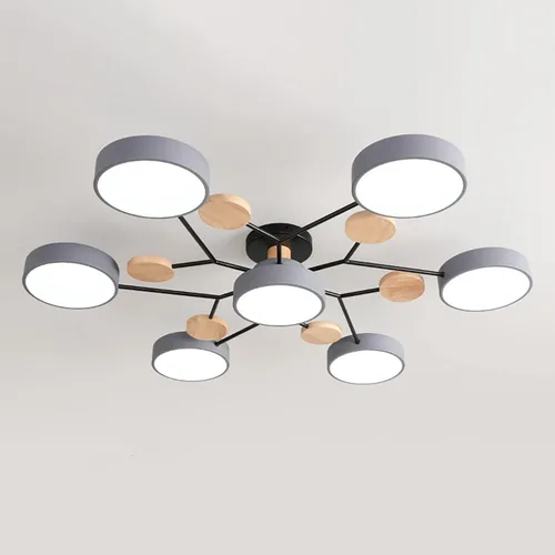 Miniatura 34 de Lámpara de techo LED regulable, lámpara de techo moderna de 9 pulgadas, montaje empotrado, de madera, de 12 W, lámpara blanca para sala de estar