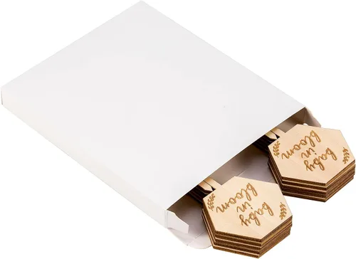 Miniatura 7 de Parbee - Etiquetas hexagonales «Baby in Bloom» ecuerdos de baby shower, 20 etiquetas para suculentas, regalos de madera, estacas para jardín