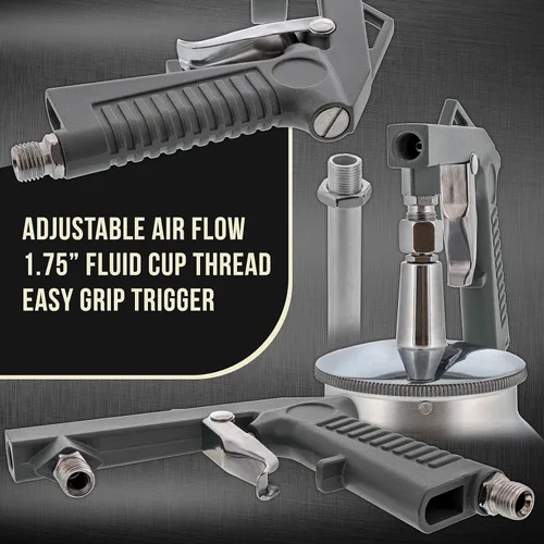 Miniatura 4 de TCP Global Brand pistola de pintura base de aire neumática con taza de alimentación por succión, también para atomizar forro protector