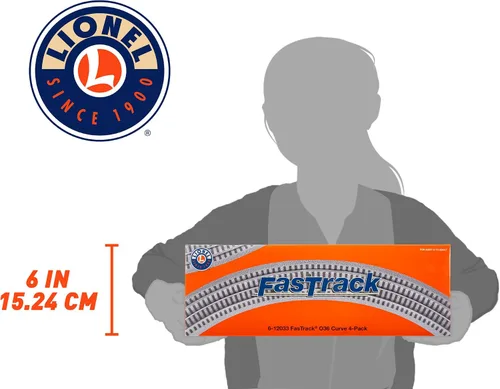 Miniatura 6 de Lionel FasTrack Electric O Gauge, pista curva O36, paquete de 4