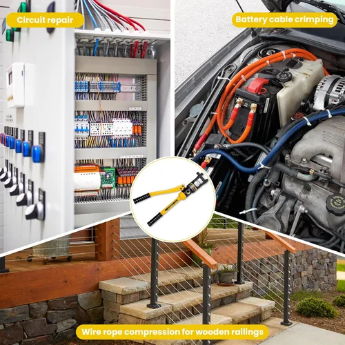 Miniatura 5 de Herramienta de Prensado de Alambre Hidráulico de 16 Toneladas, Terminal de Cable de Batería con 13 Pares de Troqueles, Herramienta de Prensado