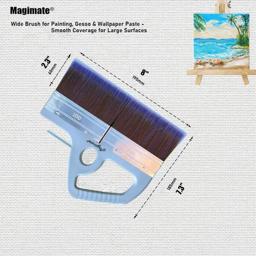 Miniatura 2 de Magimate Brocha de Pintura Grande, 8 Pulgadas, Brocha Ancha para Tinte para Pisos, Puertas, Pasta de Papel Tapiz y Terrazas, Filamento Sintético