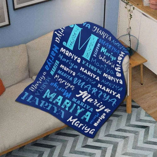 Miniatura 3 de M YESCUSTOM Mantas de bebé personalizadas, manta de bebé personalizada con texto y nombre para niños y niñas, manta azul, regalo para cumpleaños