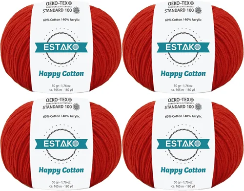 Miniatura 29 de Estako Happy Cotton, 1,76 oz (50 g) / 180 yardas (165 m) de lana 60 % algodón y 40 % acrílico, suave, fina/deportiva (2) para crochet y tejer
