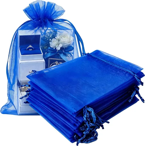 Miniatura 14 de Paquetes de 50 bolsas de organza de regalo de 4 x 6 pulgadas, cordón negro a granel para baby shower, Navidad, cumpleaños de profesores, recuerdos