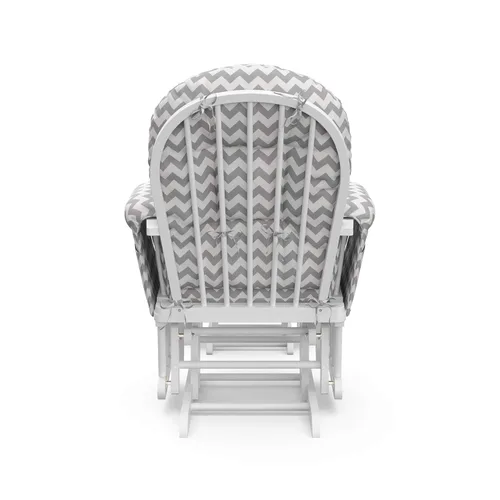 Miniatura 11 de Storkcraft Planeador de Aro Premium y Otomana (Chevron Blanco/Gris) — Planeador de Guardería con Certificado GREENGUARD Gold, Artesanía de Madera