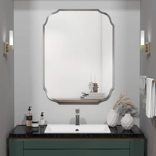 Miniatura 15 de KOHROS Espejo ovalado sin marco de 20 x 28 pulgadas, espejo de pared de baño con borde biselado pulido, antioxidante, vidrio templado (plateado)