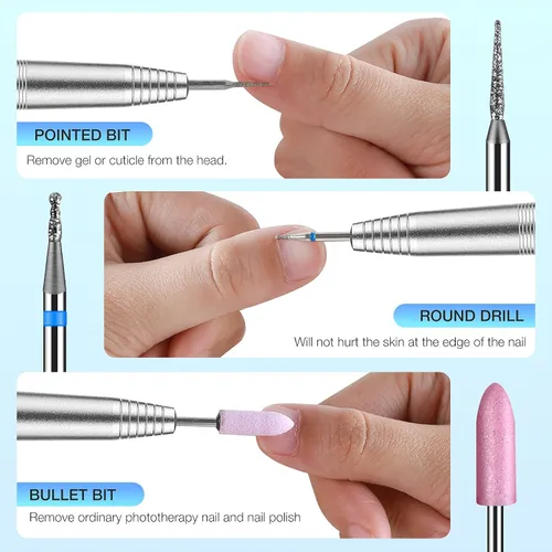 Miniatura 5 de Brocas de uñas de cerámica, dispositivo eléctrico de repuesto para manicura, pedicura, molino de pulido, cortador de limas de uñas11