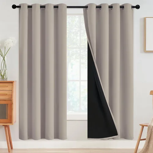 Miniatura 19 de SimpleHome - Cortinas opacas 100% para recámara, cortinas de ventana con ojales beige, con aislamiento térmico, cortinas de oscurecimiento