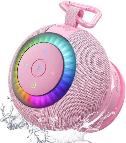Miniatura 10 de Altavoz de ducha Bluetooth impermeable IPX7: ventosa extraíble con bloqueo de vacío, sonido envolvente de 360°, luces RGB, altavoz inalámbrico Negro