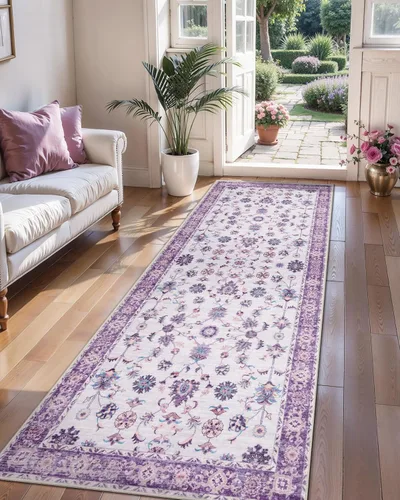 Miniatura 48 de Tangsoo Alfombra lavable para pasillo, antideslizante, 2 x 6 pies, estilo bohemio, floral, vintage, para entrada, suelo suave, para cocina, baño