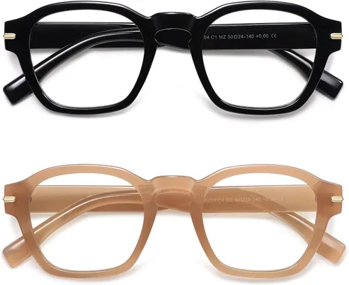 Miniatura 8 de AMOMOMA Paquete de 2 lentes de lectura cuadrados retro para mujeres y hombres, marco de lectura de computadora con luz azul AM6204