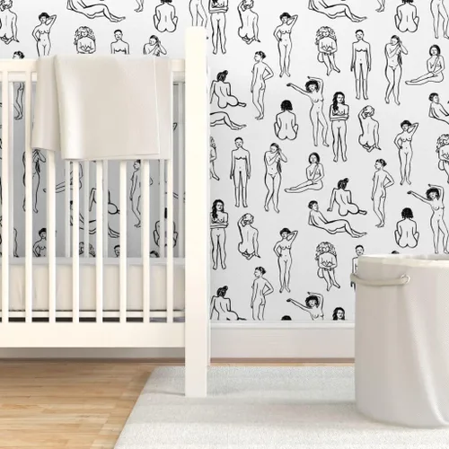 Miniatura 6 de Papel tapiz para despegar y pegar, para mujer, negro, blanco, niña, poder, vida, dibujo, cuerpo, salud, papel pintado extraíble personalizado por