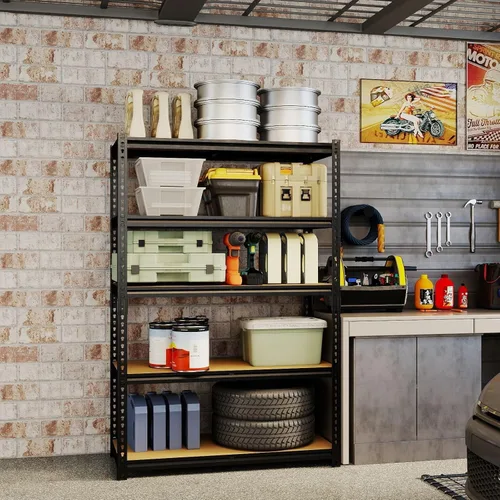 Miniatura 9 de Estantería de garaje, estantes de almacenamiento de metal de 2400 libras, estante resistente de 12 x 28 x 60 pulgadas, estante ajustable, estantes