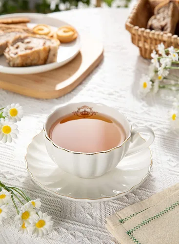 Miniatura 2 de Tazas y platillos de té real, con ribete dorado y caja de regalo, tazas de café británicas, juego de tazas de té, juego de té de porcelana, tazas