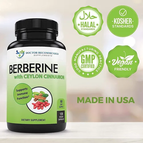 Miniatura 4 de Berberina con canela de Ceilán, 1200 mg de berberina y 100 mg de canela de Ceilán orgánica, 120 cápsulas vegetales, sistema inmunológico saludable