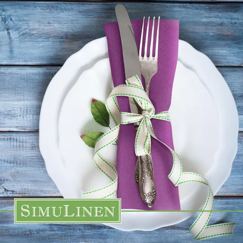 Miniatura 6 de SimuLinen Servilletas de Cena Desechables Amethyst - Servilletas de Papel Moradas con Sensación de Lino Similar a Tela para Bodas, de Lujo 16"x16