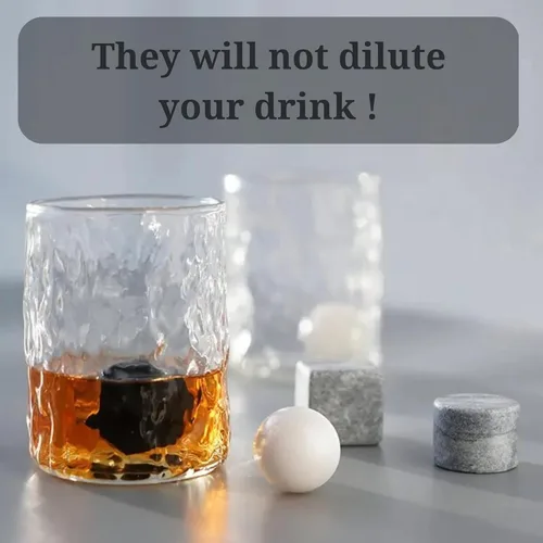 Miniatura 4 de A&A Wonders Juego de 4 piedras de whisky de alta calidad, 100 % natural, cubos de hielo reutilizables para bebidas con bolsa de transporte de 4