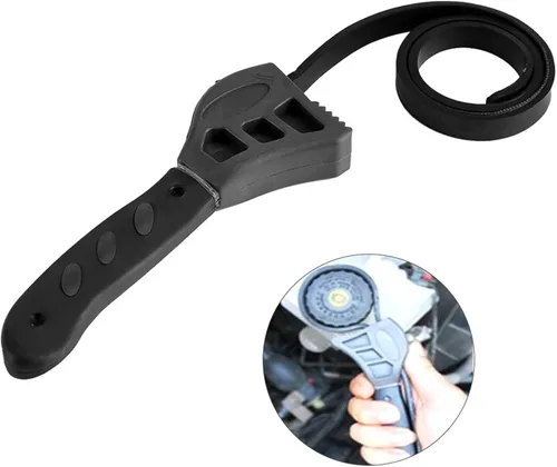 Miniatura 8 de Tyenaza Llave de correa, llave de filtro de aceite, correas ajustables de goma, abridor de tarros, llave de tubo para filtro de aceite, cabezales