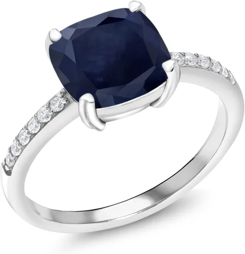 Miniatura 41 de Gem Stone King Anillo de compromiso de plata de ley 925 con piedra preciosa de corte cojín de 0.315 in Anillo de compromiso de aniversario de boda