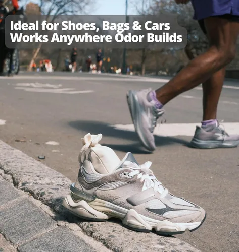 Miniatura 7 de Desodorizante para zapatos, absorbente de olores de carbón de coco activado (paquete de 2), elimina la humedad y el olor de zapatos, bolsas