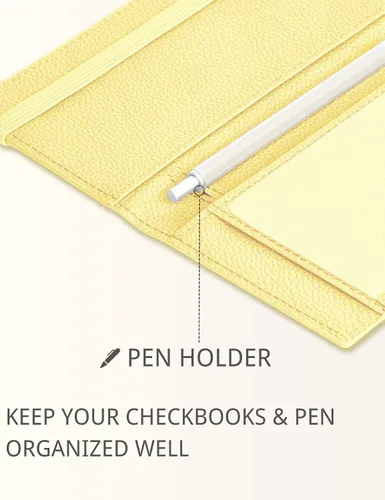 Miniatura 6 de Zreal Funda para chequera con función de bloqueo RFID para hombres y mujeres, Amarillo, Elegante