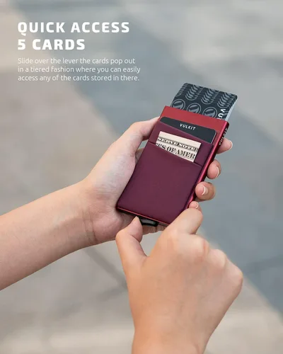 Miniatura 47 de VULKIT Card Holder with Money Pocket Pop Up Wallet RFID Blocking Slim Metal Bank Card Case Holds 5 Cards and Notes